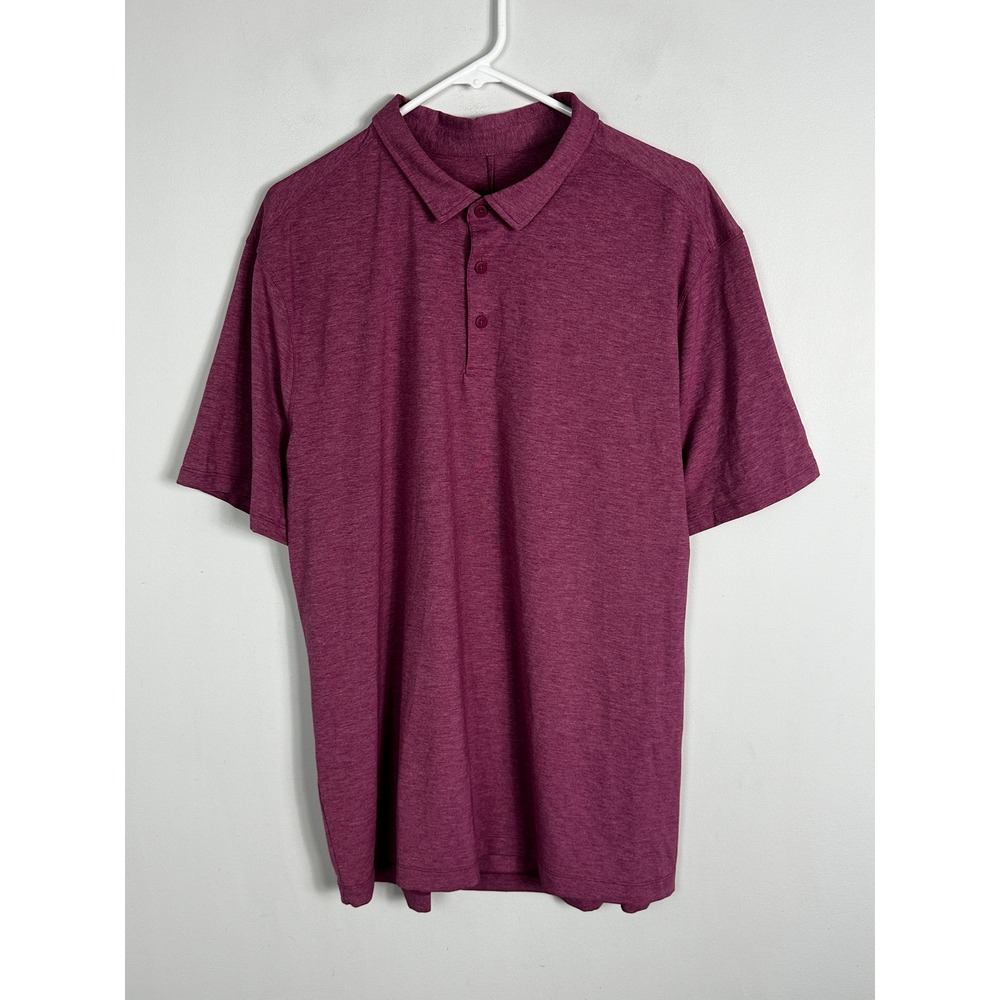 Lululemon Mens Evolution Short Sleeve Polo Shirt Pink Size XL Golf Tennis Summer